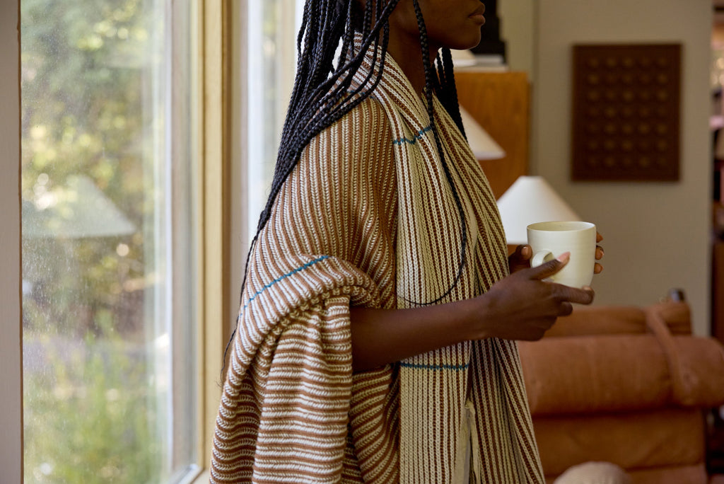 Organic Two Tone Rib Knit Throw