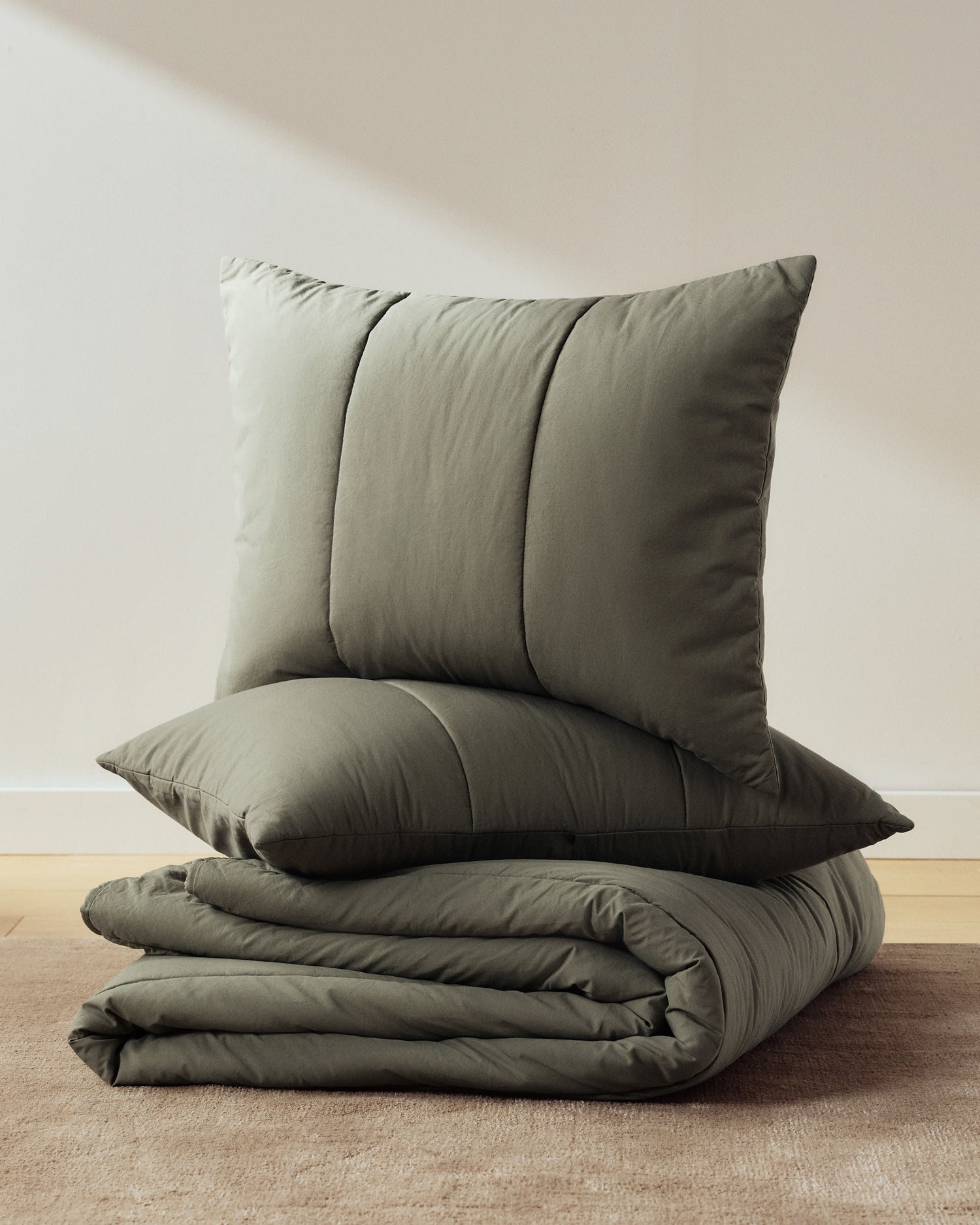 Brushed Cotton Quilted Sham Set
